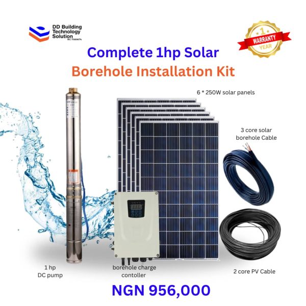Complete 1hp Solar Borehole Installation Kit