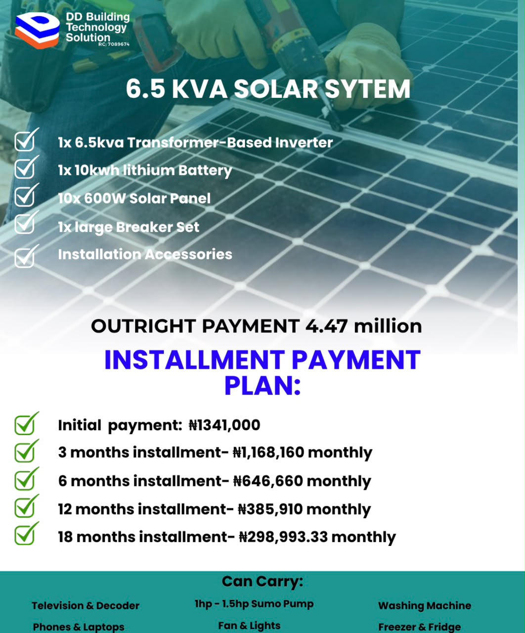 6.5kVA solar package