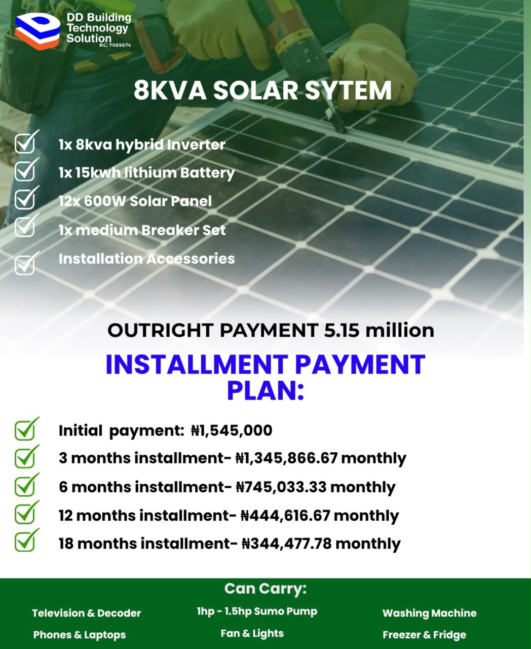 8kVA solar package
