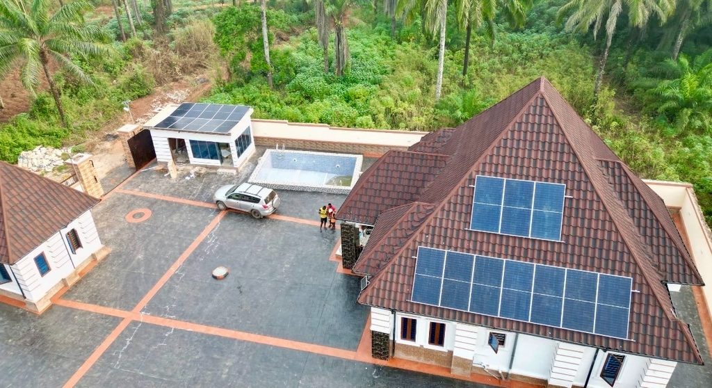 Solar panels installed on a Nigerian home for electricity generation