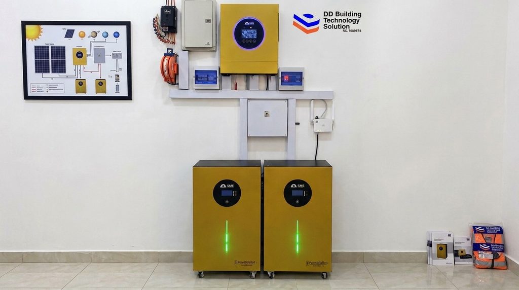 Solar power system providing backup electricity for CCTV and security lights in a Nigerian home