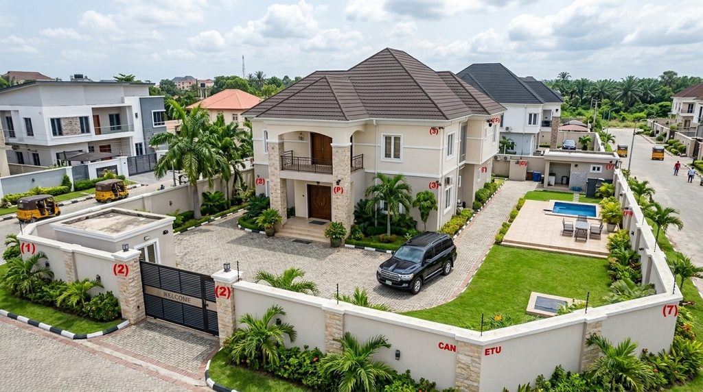 CCTV camera placement around the gate, driveway and perimeter of a Nigerian home