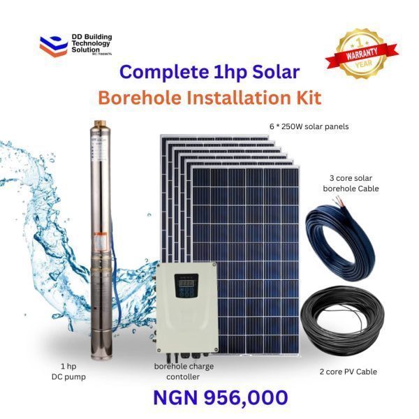 Complete 1hp Solar Borehole Installation Kit