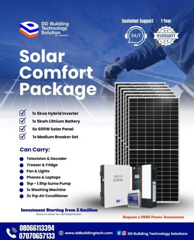 5kva Solar Inverter Package with 1 Lithium Battery & 6 Solar Panels