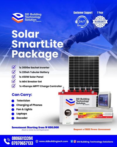 3000W Solar Inverter Package with 1Tubular Battery & 1 Solar Panel