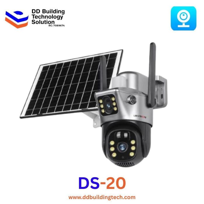 DS-20 dual-lens 4G solar camera and solar panel