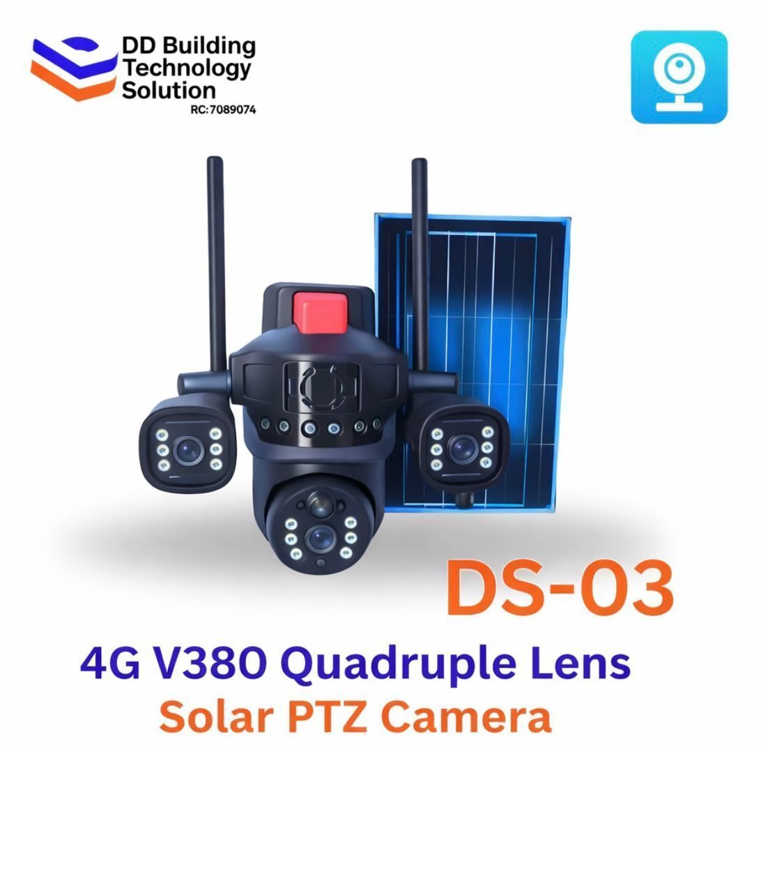 4G V380 Quadruple Lens Solar PTZ Camera
