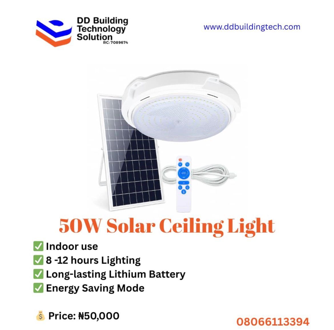 50W Solar Ceiling Light