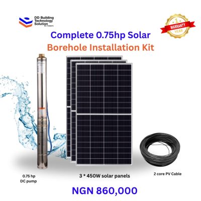 Complete 0.75hp Solar Borehole Installation Kit