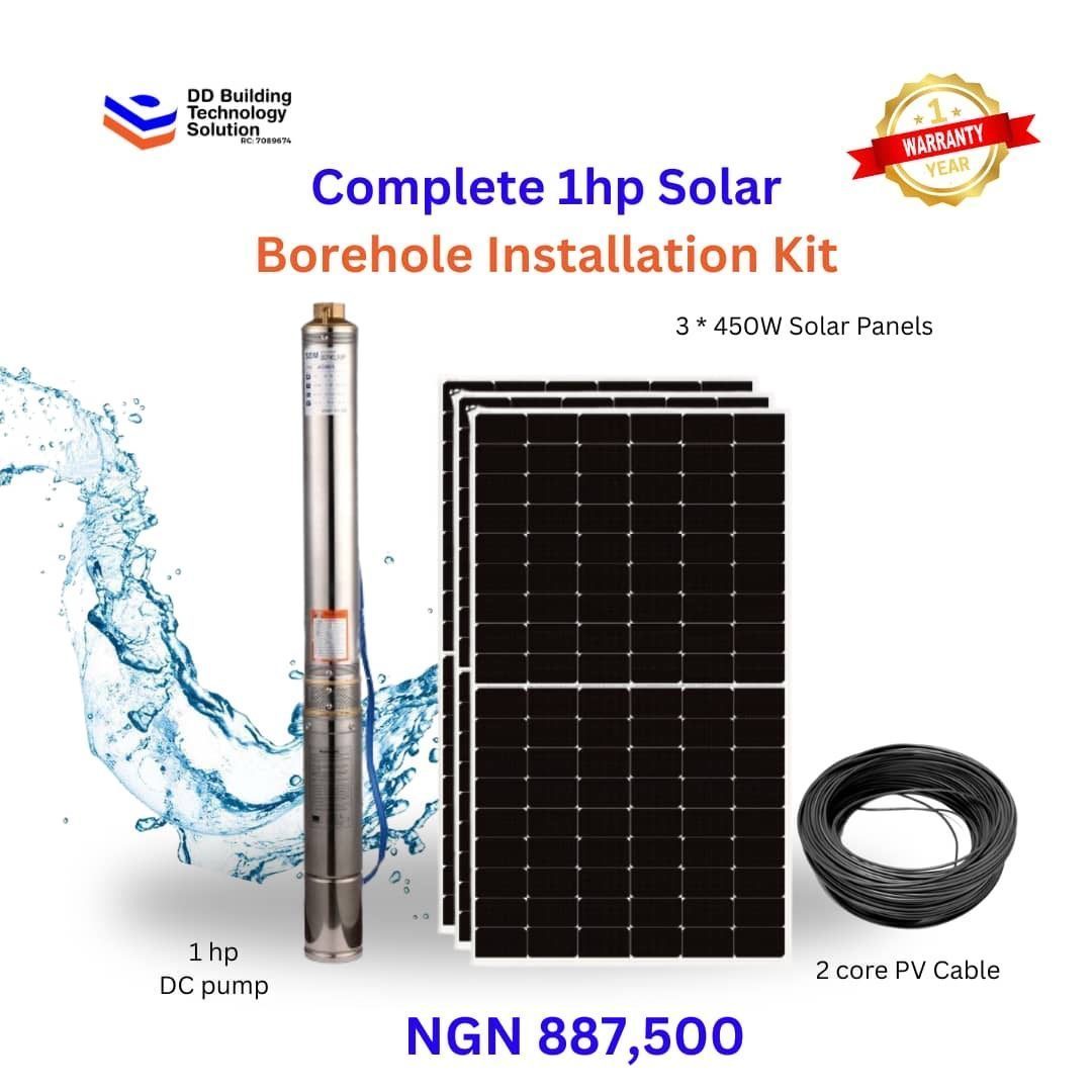 Complete 1hp Solar Borehole Installation Kit