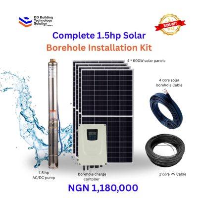 Complete 1.5hp Solar Borehole Installation Kit