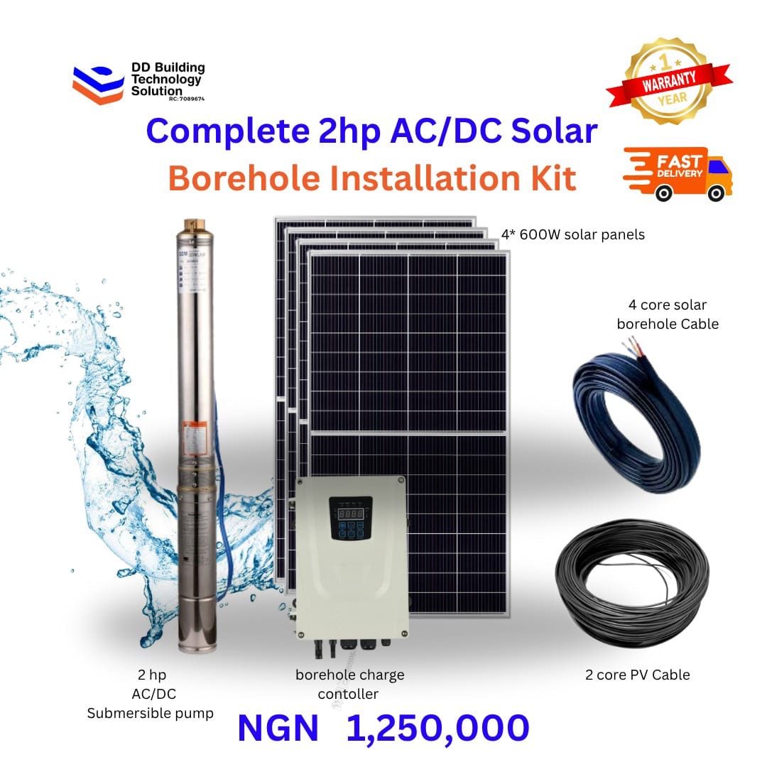 Complete 2hp Solar Borehole Installation Kit