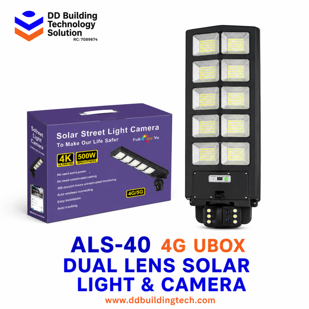 ALS-40 4G UBox Dual Lens Solar Light & Camera
