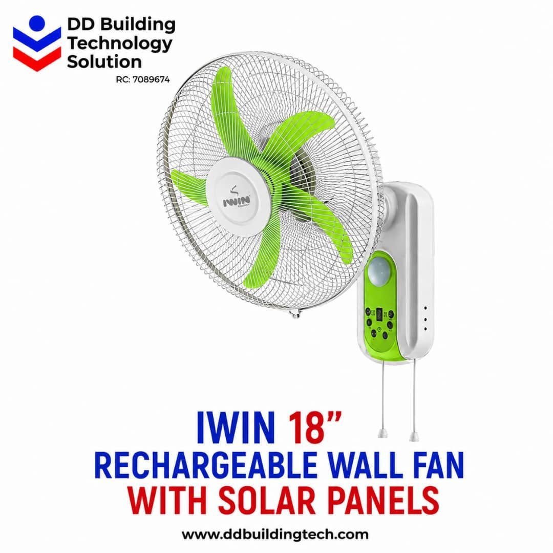 IWIN 18" Rechargeable Wall Fan with Solar Panels