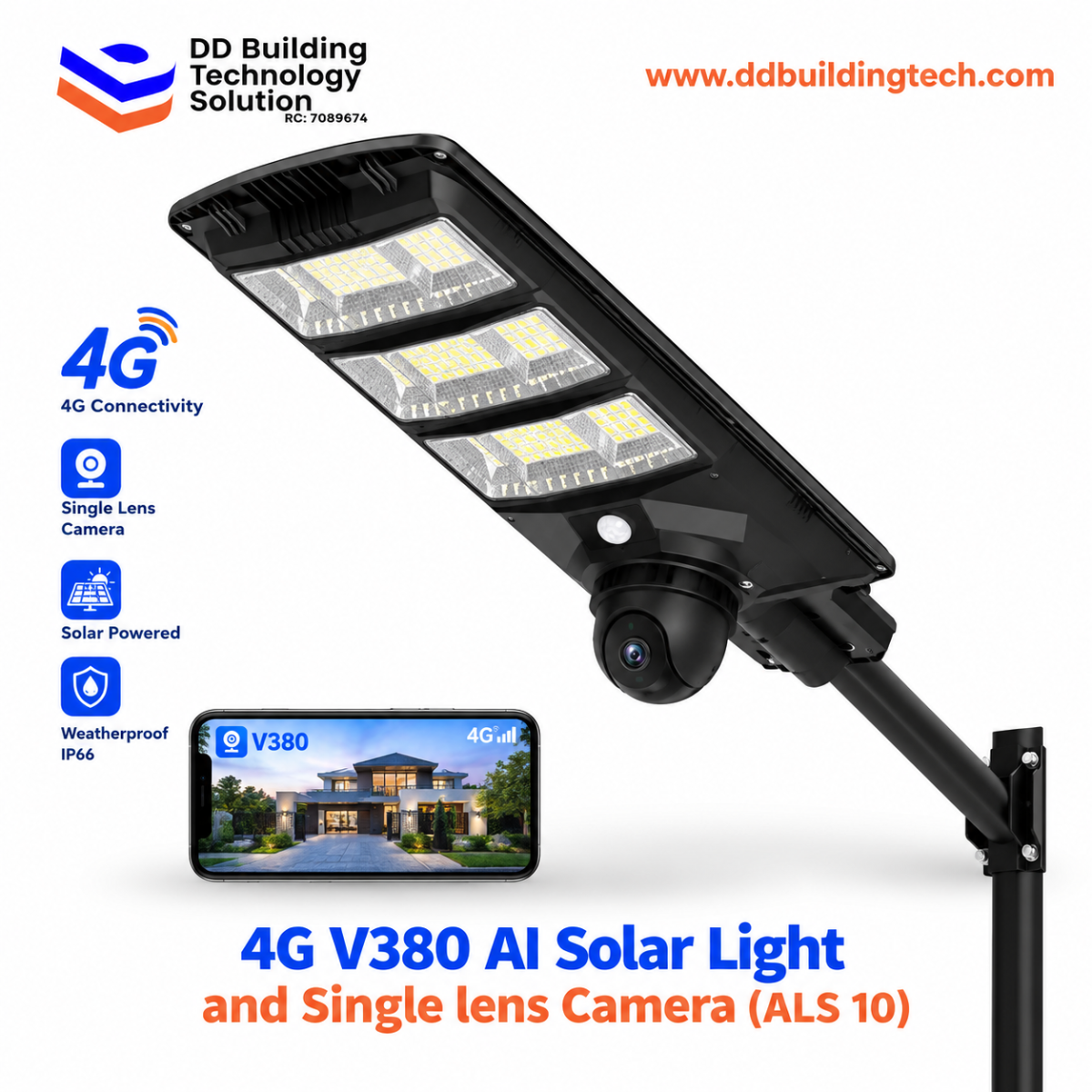 4G V380 Ai Solar Light and Single lens Camera (ALS 10)