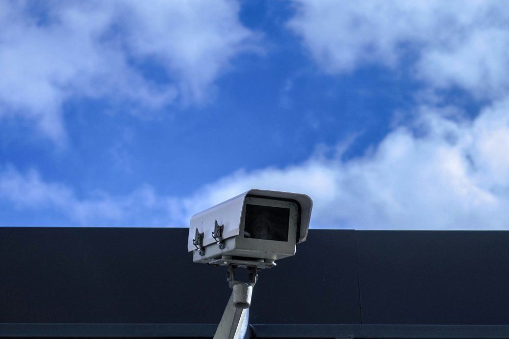 Outdoor security camera overlooking a property
